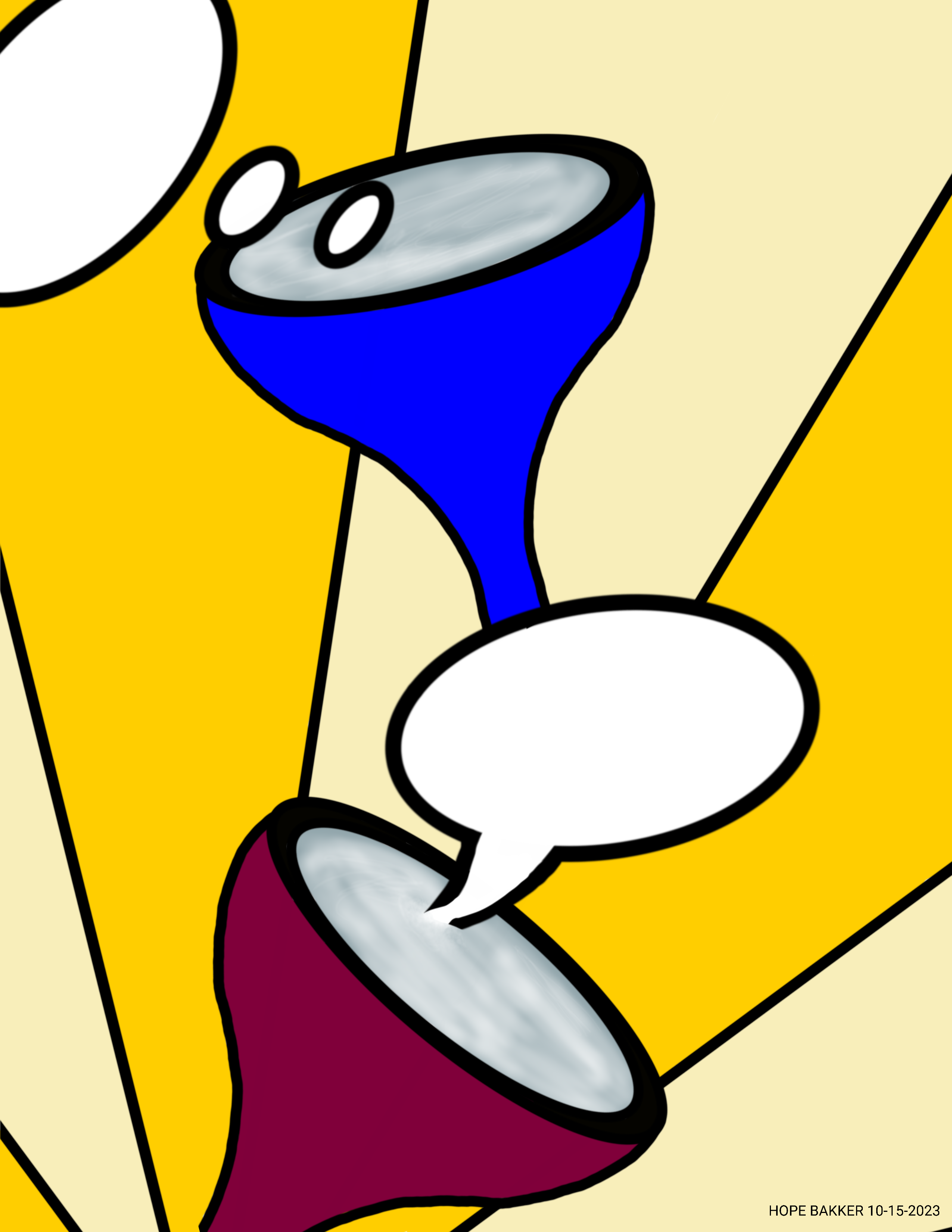 white thought bubble leading to blue funnel to words bubble leading to red funnel to background rays of gold and yellow deeds