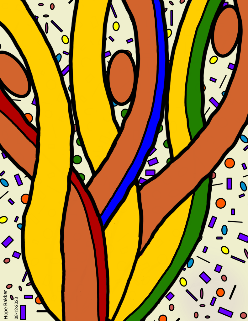 Colored line art by Hope Bakker